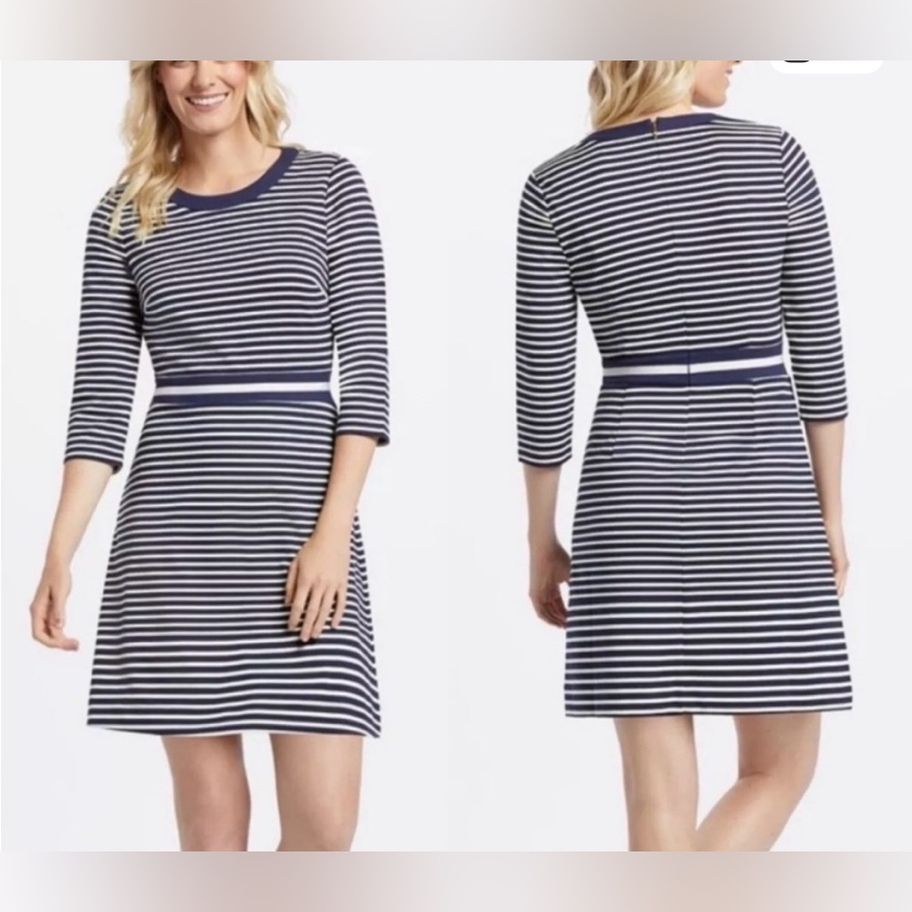 Draper James XL Navy & white Persley Ponte Striped Dress